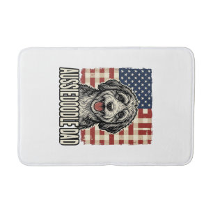 Aussiedoodle Dad Patriotic Vintage Dog Shirt Desig Bath Mat