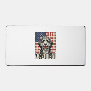 Aussiedoodle Dad Patriotic Vintage Dog Shirt Desig Desk Mat