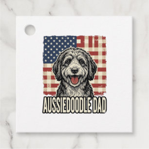 Aussiedoodle Dad Patriotic Vintage Dog Shirt Desig Favour Tags