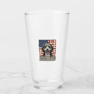 Aussiedoodle Dad Patriotic Vintage Dog Shirt Desig Glass