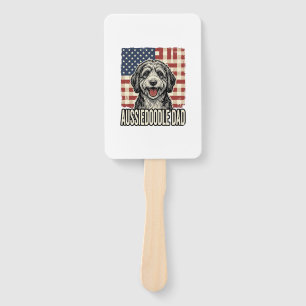 Aussiedoodle Dad Patriotic Vintage Dog Shirt Desig Hand Fan