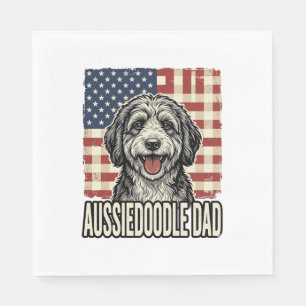 Aussiedoodle Dad Patriotic Vintage Dog Shirt Desig Napkin