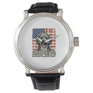 Aussiedoodle Dad Patriotic Vintage Dog Shirt Desig Watch