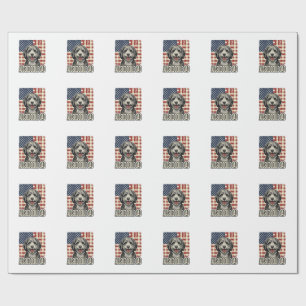 Aussiedoodle Dad Patriotic Vintage Dog Shirt Desig Wrapping Paper