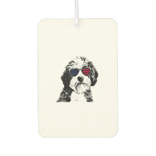 Aussiedoodle Dog 4th July America USA Flag  Air Freshener