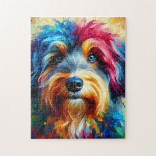 Aussiedoodle Dog Acrylic Print   Colourful Jigsaw Puzzle