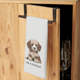 Aussiedoodle Puppy "I'm a Doodle" cute Kitchen Towel