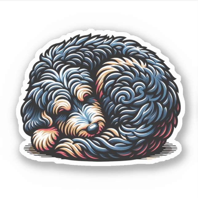 Aussiedoodle Vinyl Waterproof Dog Sticker (Front)