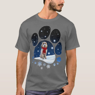Aussiedoodle Winter Snow Paw Dogs Christmas  T-Shirt