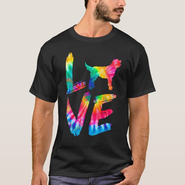 Aussiepom Tie Dye Love Dog Mom Dad T-Shirt (Front)