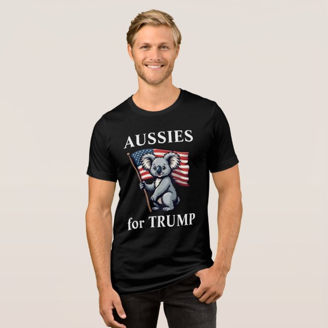Aussies for Trump Koala Bear American Flag  Tri-Blend Shirt (Front Full)