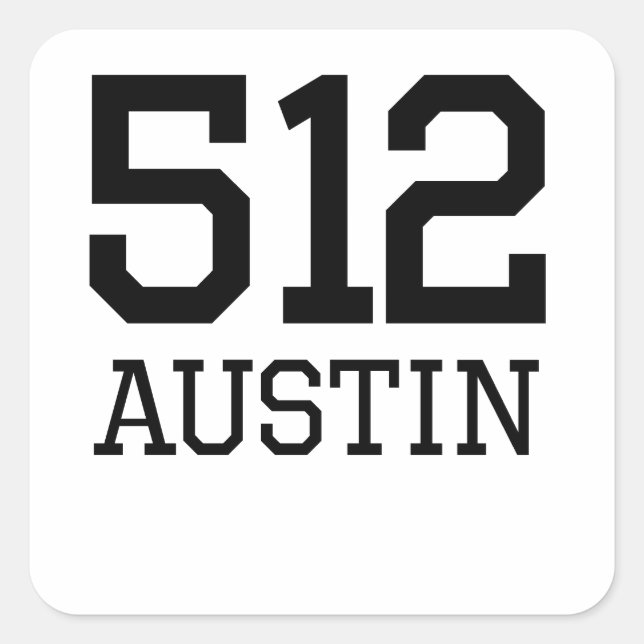 Austin Area Code 512 Square Sticker (Front)