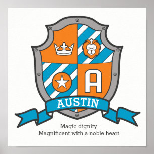 Austin boys name and meaning orange crest poster