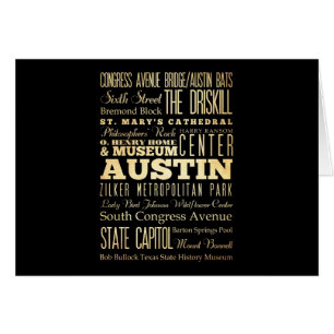 Austin City of Texas State Typography Art