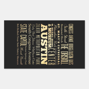 Austin City of Texas State Typography Art Sticker