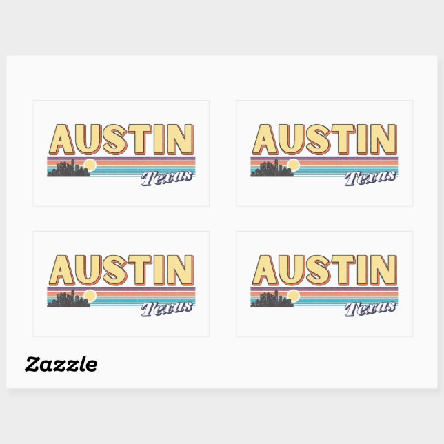 Austin City Texas Vintage Distressed Retro Stripe Sticker (Sheet)
