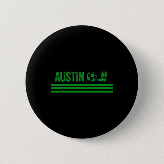 Austin Cowboy Boot Footll Club  2 Inch Round Button (Front)