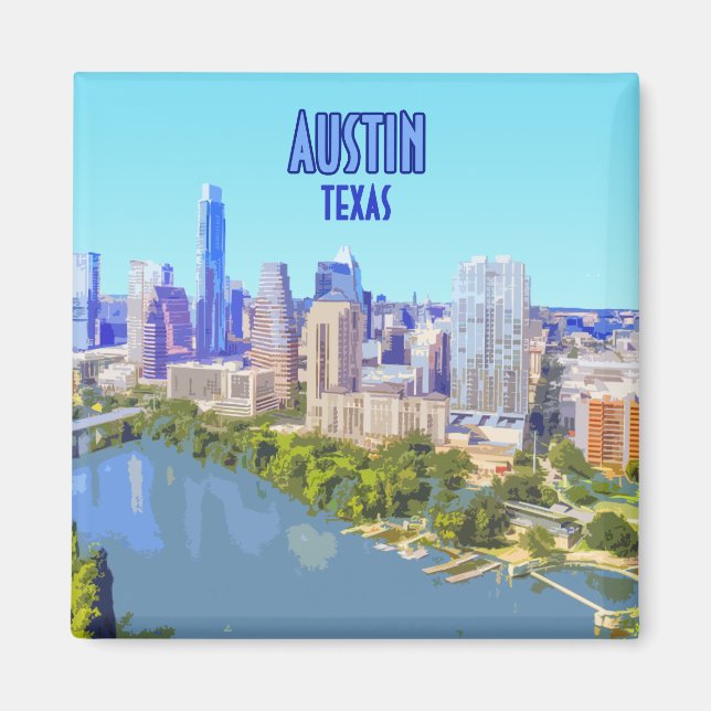 Austin Downtown Texas Vintage Magnet (Front)