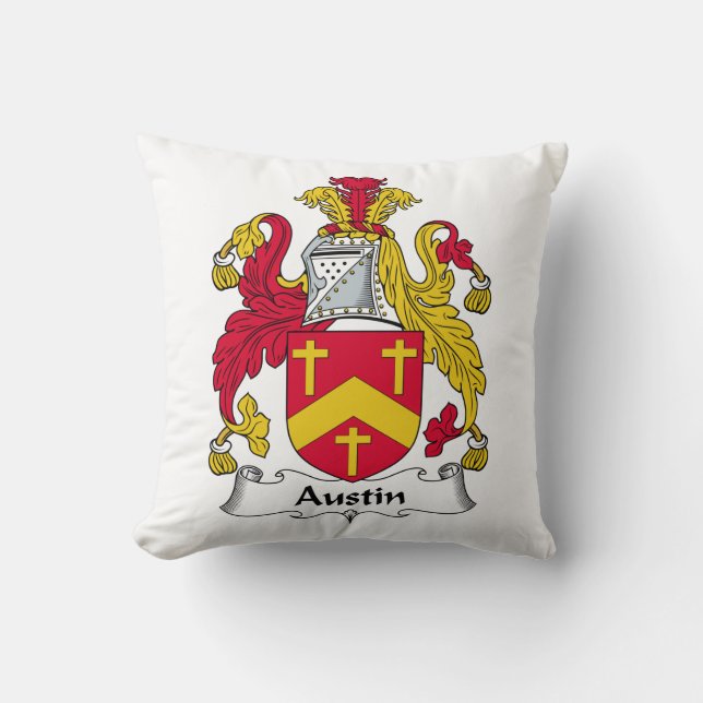 Austin Family Crest Throw Pillow (Front)