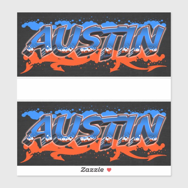 Austin First Name Graffiti Sticker (Sheet)