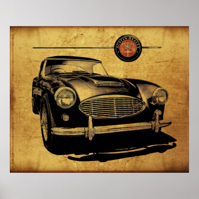 Austin Healey 3000 Black Poster (Front)