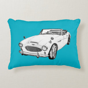 Austin Healey 300 Sports Car Illustration Accent Pillow