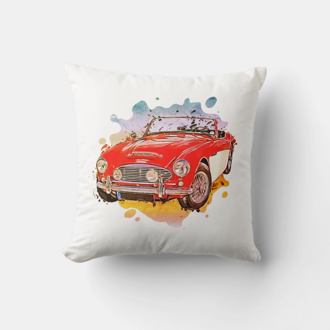 Austin Healey Watercolor Painting  Throw Pillow (Front)