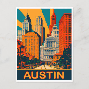 Austin in Vibrant Colours, Travel Postcard