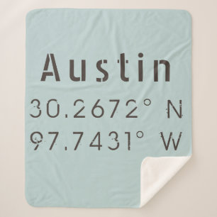 Austin Latitude and Longitude Sherpa Blanket