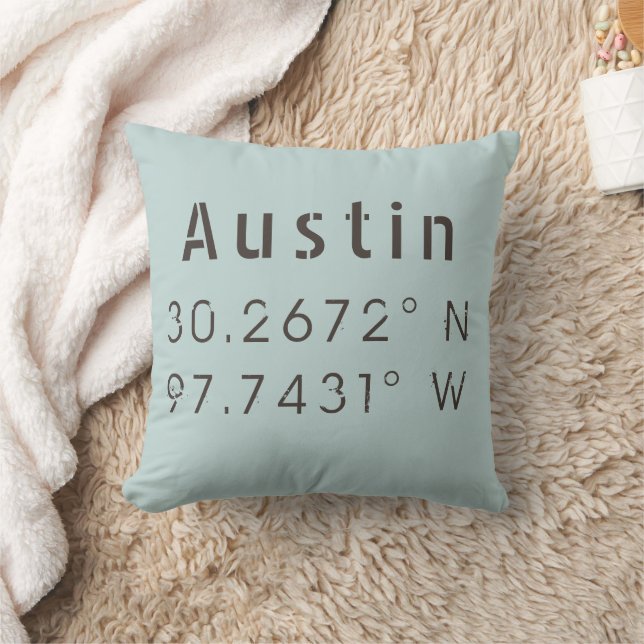 Austin latitude and longitude throw pillow (Blanket)