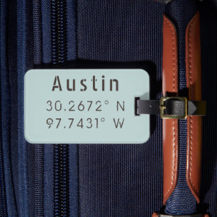 Austin Latitude Longitude Luggage Tag