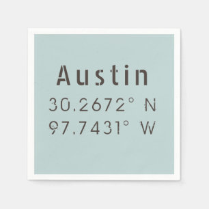 Austin Latitude Longitude Napkin