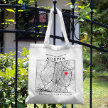 Austin Love Locator | City Map Wedding Welcome Tote Bag<br><div class="desc">A fun tote bag for a wedding or any other occasion taking place in the beautiful city of Austin, Texas. This tote features an overhead map of the city centre inside a black-bordered box framer. On the top sits a short welcome greeting and the name of the city. On the...</div>