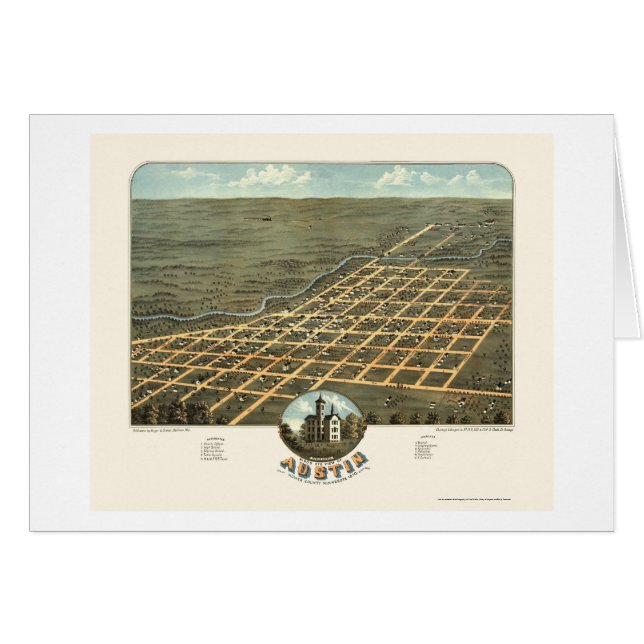 Austin, MN Panoramic Map - 1870 (Front Horizontal)