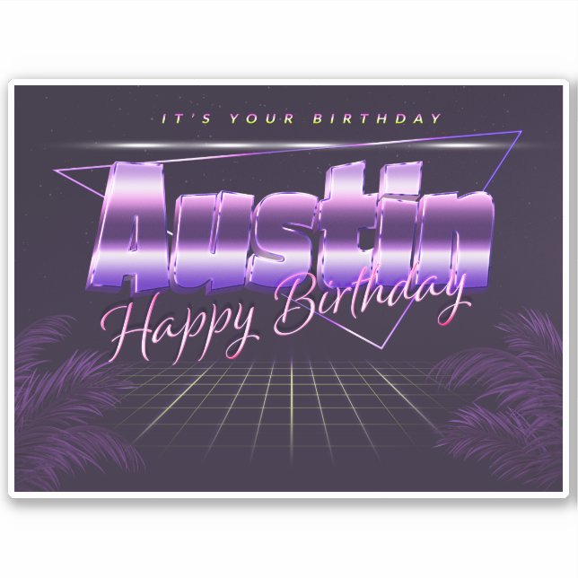 Austin Name First Name pura retro Sticker Birthday (Front)