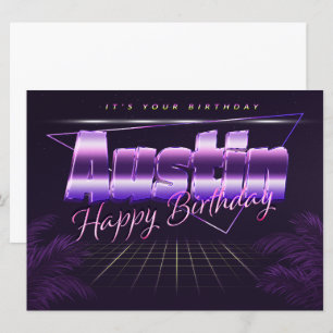 Austin Name Vorname lila retro Karte Geburtstag Card