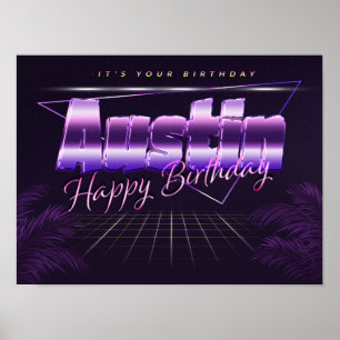 Austin Nom Vorname lila retro Poster Geburtstag