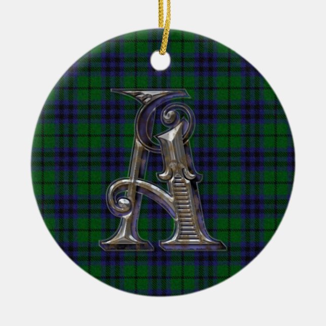 Austin Plaid Monogram ornament (Front)