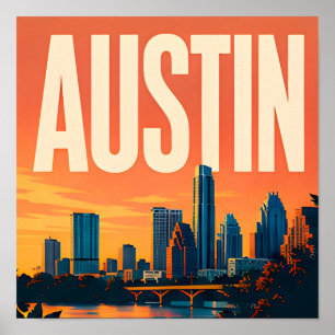 Austin Riverfront Texas Capitol Poster