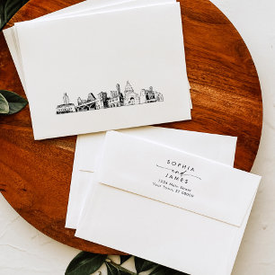 Austin Skyline Cityscape Wedding Envelope