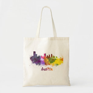 Austin skyline in watercolor tote bag