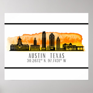Austin Skyline Latitude  Poster