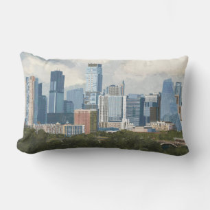 Austin Skyline Painted Art Lumbar Pillow