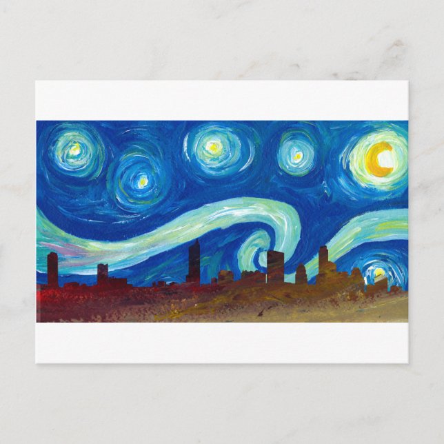 Austin Skyline Silhouette with Starry Night Postcard (Front)