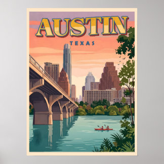 Austin Skyline Sunset – Texas Cityscape Poster