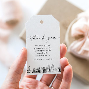 Austin Skyline Wedding Thank You Favour Tag