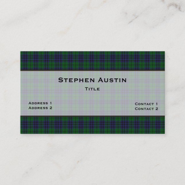 Austin Tartan Plaid Custom Business Card (Front)