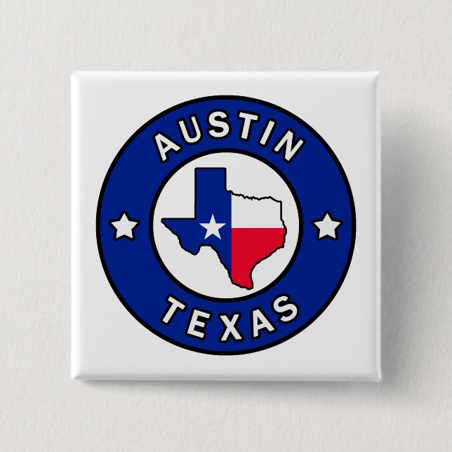 Austin Texas 2 Inch Square Button (Front)