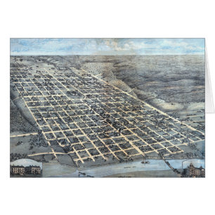 Austin, Texas Antique Aerial City Carte de 1873