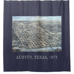 Austin, Texas Antique Aerial City Map from 1873